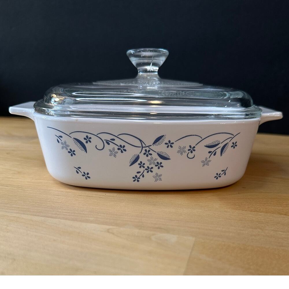 Corningware Provincial Blue 1 Qt A-1-B 1L Casserole Dish & PYREX 30 A-7-C Lid